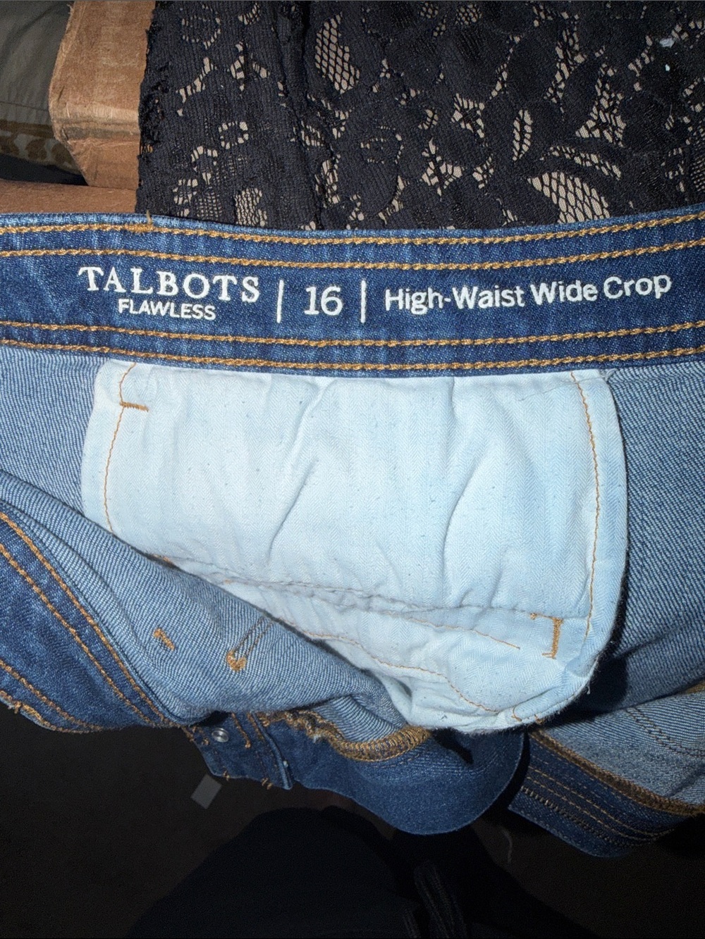 Talbots Light Blue High-Waist Wide Crop Jeans. Sz 16 - Picture 4 of 5